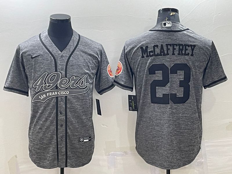 Men San Francisco 49ers #23 Mccaffrey Grey hemp ash 2022 Nike Co branded NFL Jersey